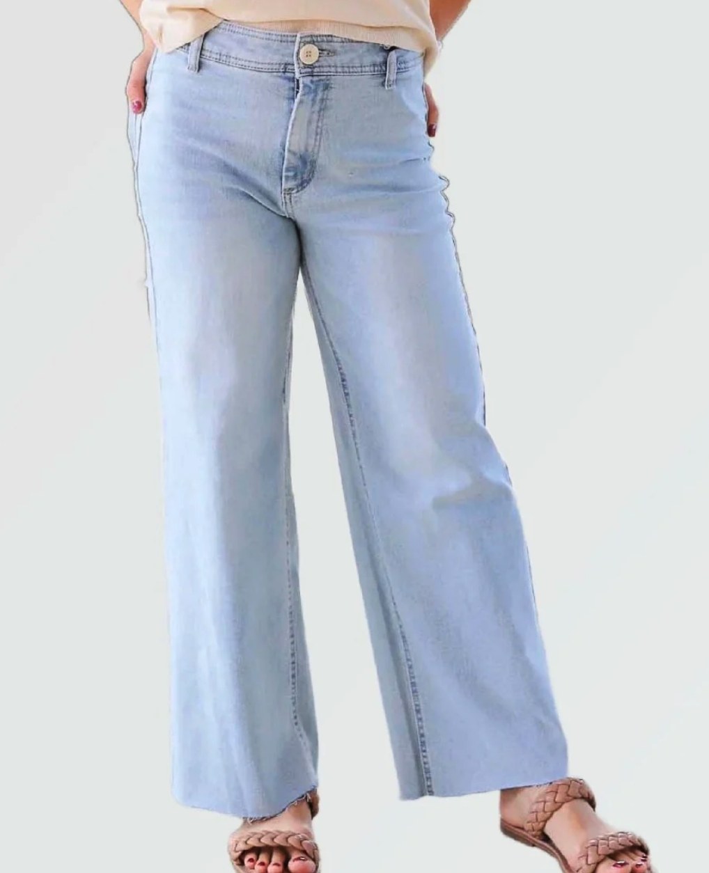 Collection of Oat Jeans denim styles displayed together, showcasing wide leg, boyfriend crop, and rhinestone designs